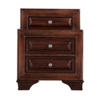 Traditional Three-Drawer 2-Tier Nightstand with Metal Pull