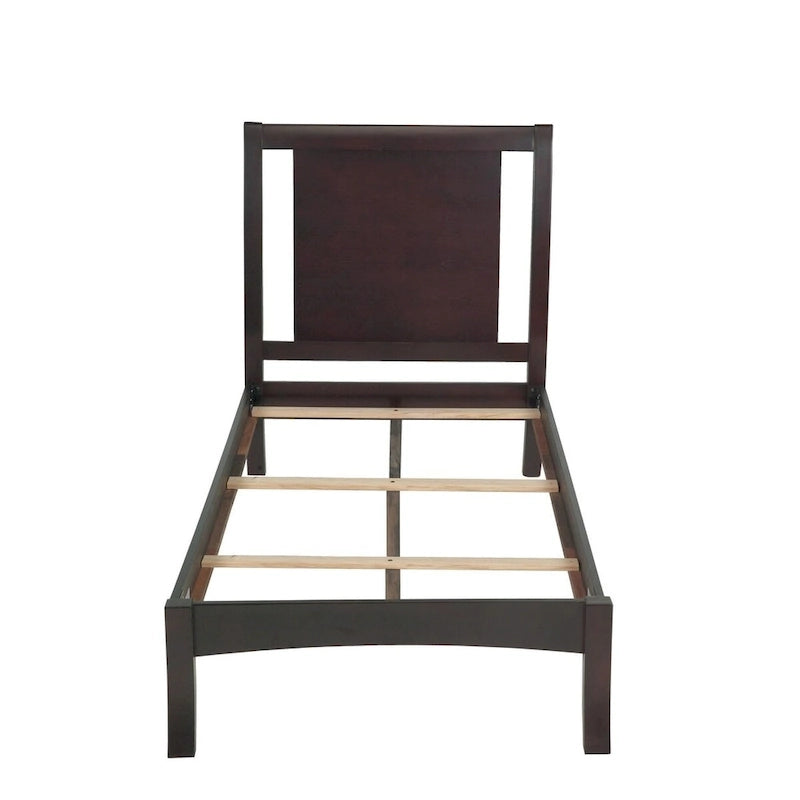 California King Bed, Sleigh Panel Headboard, Espresso Brown Mahogany