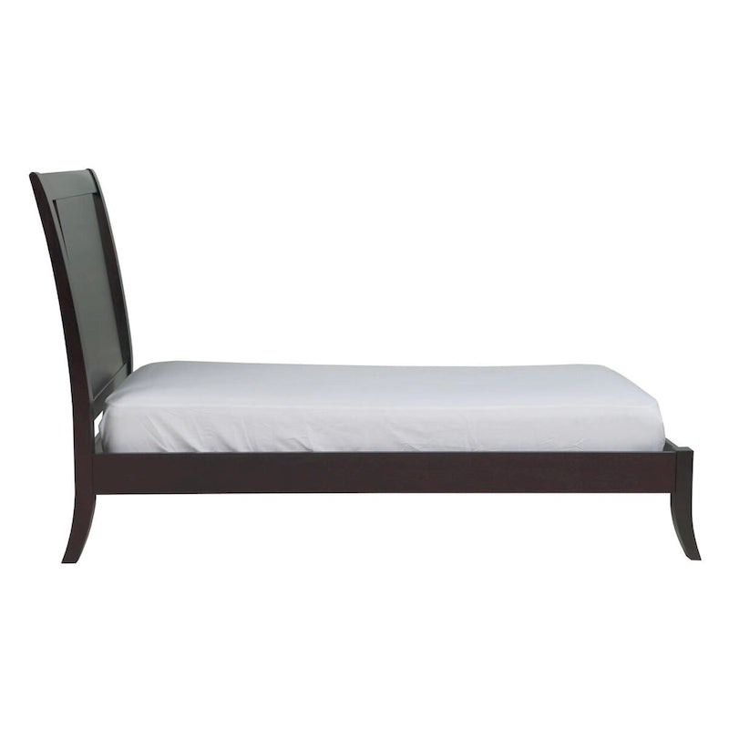 California King Bed, Sleigh Panel Headboard, Espresso Brown Mahogany