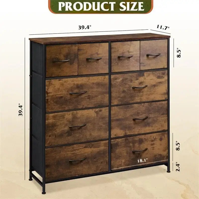 Fabric Dresser for Bedroom, 11.7 x 39.4 x 39.4 Inches