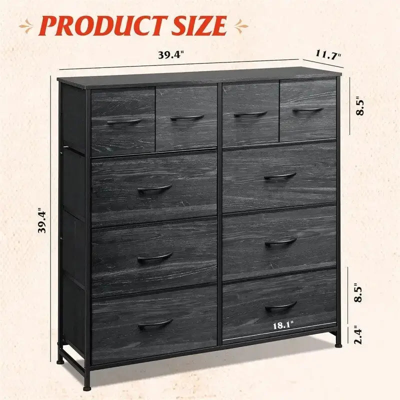 Fabric Dresser for Bedroom, 11.7 x 39.4 x 39.4 Inches