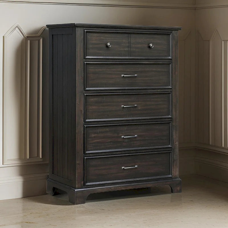 56-inch Tall Dresser, 6 Drawers, Felt and Cedar Lining, Walnut Brown