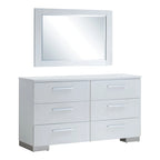 Contemporary White 2-Piece 6-Drawer Dresser and Mirror Set