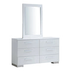 Contemporary White 2-Piece 6-Drawer Dresser and Mirror Set