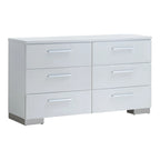 Contemporary White 2-Piece 6-Drawer Dresser and Mirror Set