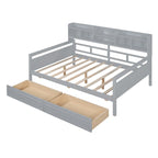 Full size Daybed, Wood Slat Support, with Bedside Shelf and Two Drawers