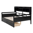 Full size Daybed, Wood Slat Support, with Bedside Shelf and Two Drawers
