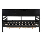 Full size Daybed, Wood Slat Support, with Bedside Shelf and Two Drawers