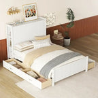 Full Size Platform Bed with Drawers and Storage Shelves