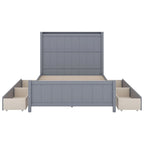 Full Size Platform Bed with Drawers and Storage Shelves