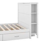 Full Size Platform Bed with Drawers and Storage Shelves