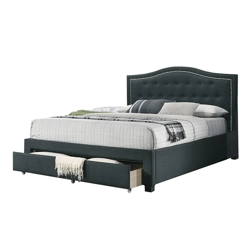 Upholstered Eastern King Bed with 1 Underbed Drawer