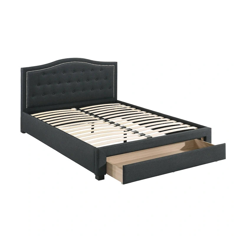 Upholstered Eastern King Bed with 1 Underbed Drawer