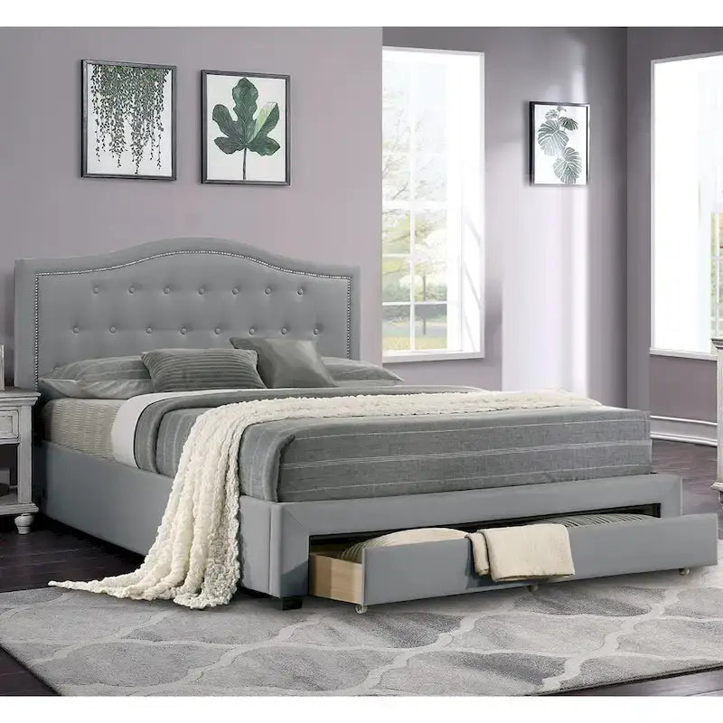 Upholstered Eastern King Bed with 1 Underbed Drawer