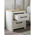 White and Brown Nightstand with 2 Drawers