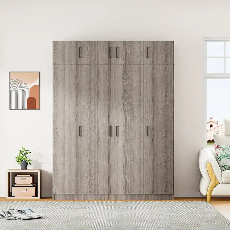 Wardrobe with Multiple Storage Space and Top Cabinet