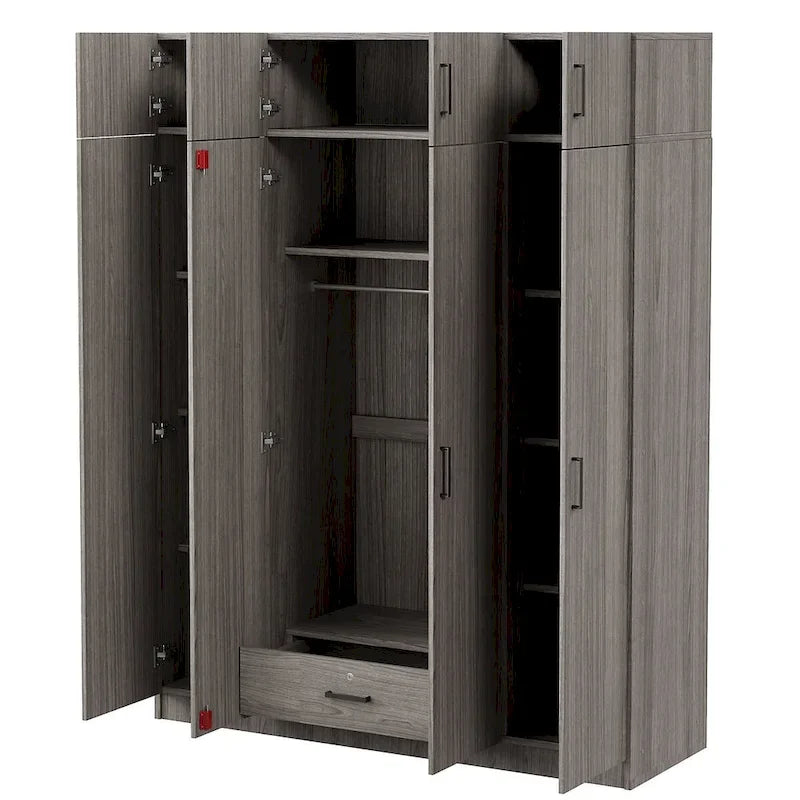 Wardrobe with Multiple Storage Space and Top Cabinet