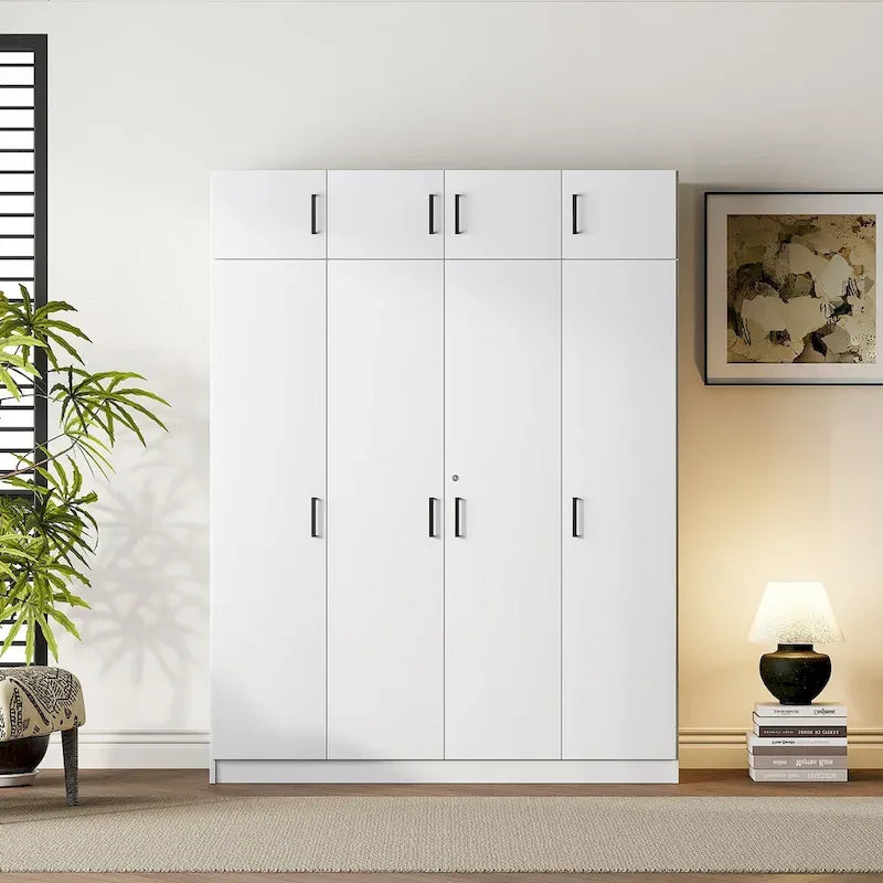 Wardrobe with Multiple Storage Space and Top Cabinet