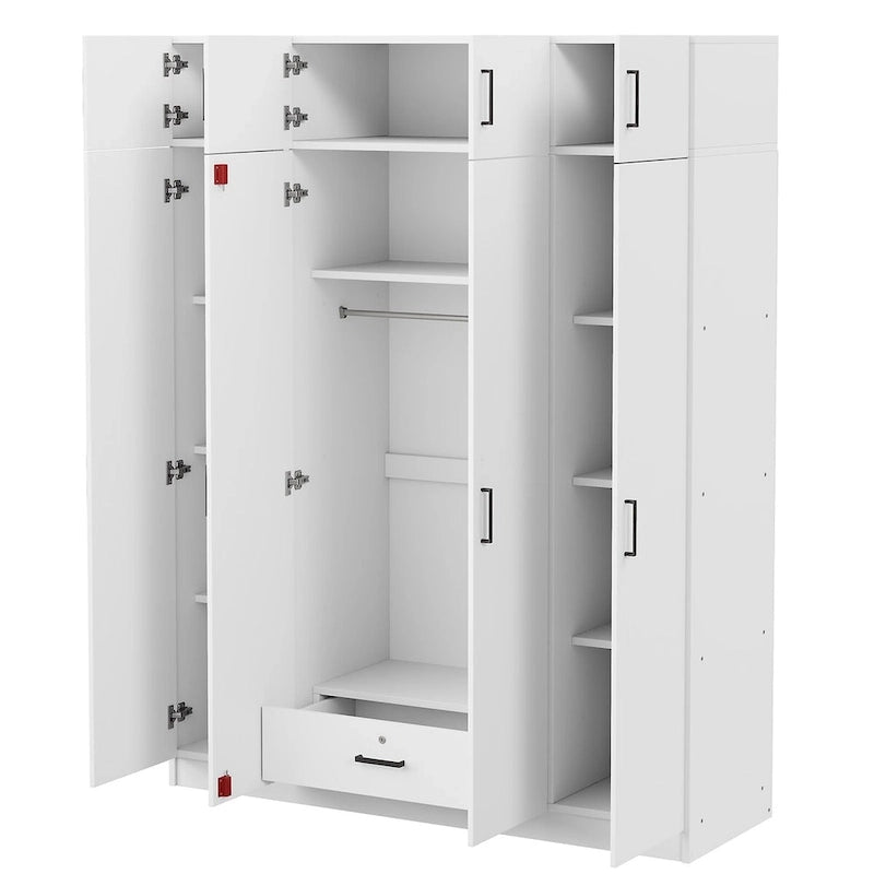 Wardrobe with Multiple Storage Space and Top Cabinet