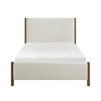 Beige Chenille Upholstered Platform Bed Solid Wood 1pc