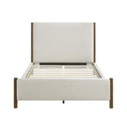 Beige Chenille Upholstered Platform Bed Solid Wood 1pc