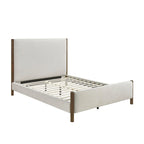 Beige Chenille Upholstered Platform Bed Solid Wood 1pc