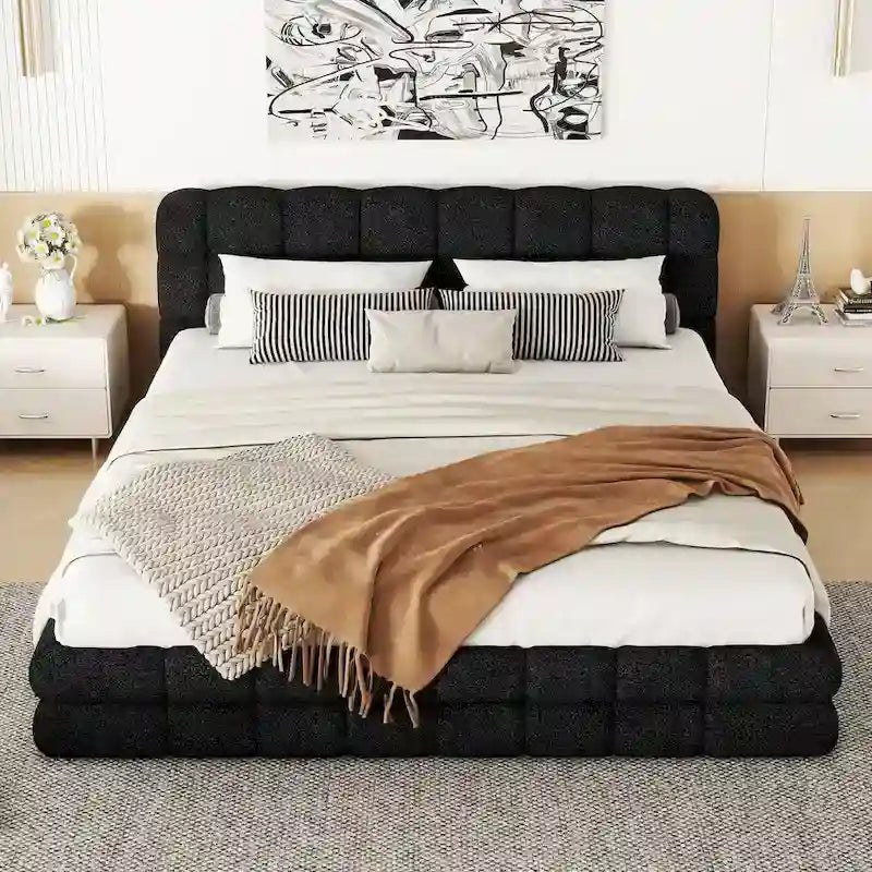 Queen Size Upholstered Platform Bed for Bedroom