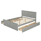 Wooden Platform Bed with 4 Storage Drawers and Support Legs