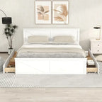 Wooden Platform Bed with 4 Storage Drawers and Support Legs