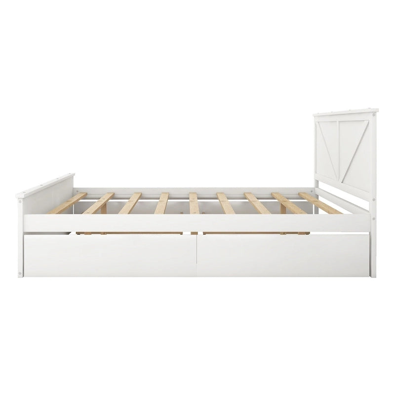 Wooden Platform Bed with 4 Storage Drawers and Support Legs