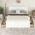 Wooden Platform Bed with 4 Storage Drawers and Support Legs