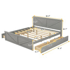 Wooden Platform Bed with 4 Storage Drawers and Support Legs