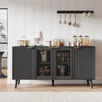 Buffet Table Kitchen Sideboard with Glass Doors