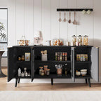 Buffet Table Kitchen Sideboard with Glass Doors