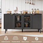 Buffet Table Kitchen Sideboard with Glass Doors