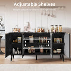 Buffet Table Kitchen Sideboard with Glass Doors