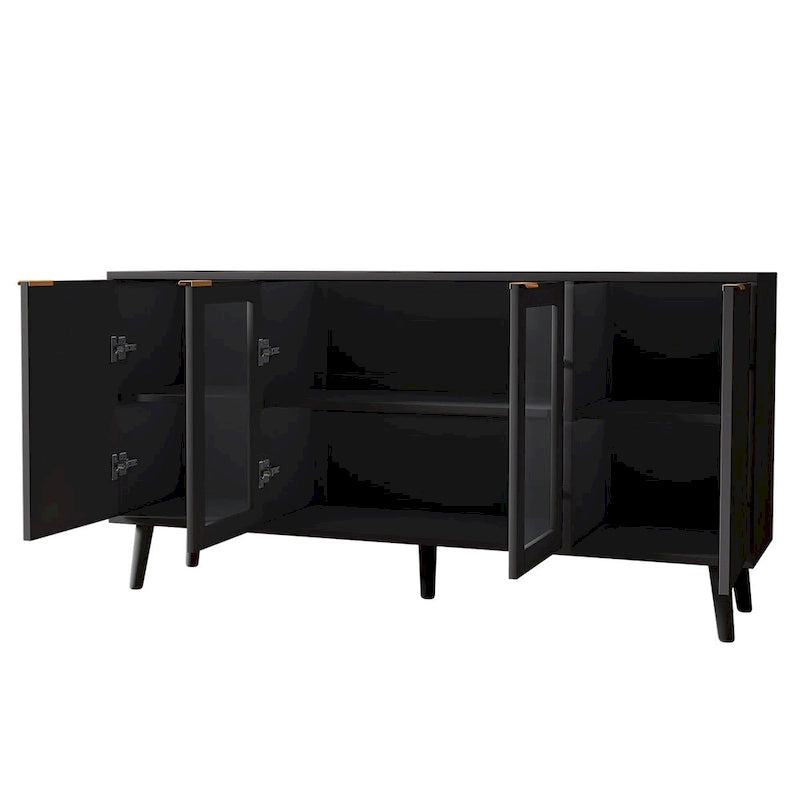 Buffet Table Kitchen Sideboard with Glass Doors