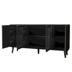 Buffet Table Kitchen Sideboard with Glass Doors