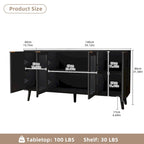 Buffet Table Kitchen Sideboard with Glass Doors
