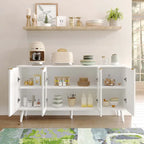 Buffet Table Kitchen Sideboard with Glass Doors