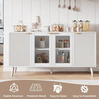 Buffet Table Kitchen Sideboard with Glass Doors