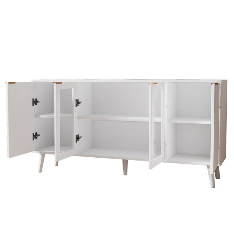 Buffet Table Kitchen Sideboard with Glass Doors