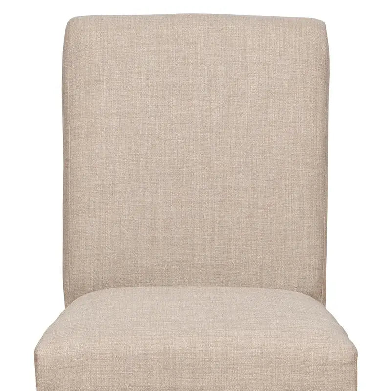 Fabric Upholstered Wooden Side Chair with Nail Head Trim Accents, Set of 2, Beige and Black