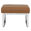 Rectangular Metal Blended Leather Modern Ottoman