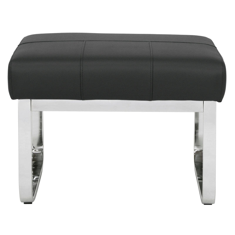 Rectangular Metal Blended Leather Modern Ottoman