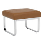 Rectangular Metal Blended Leather Modern Ottoman
