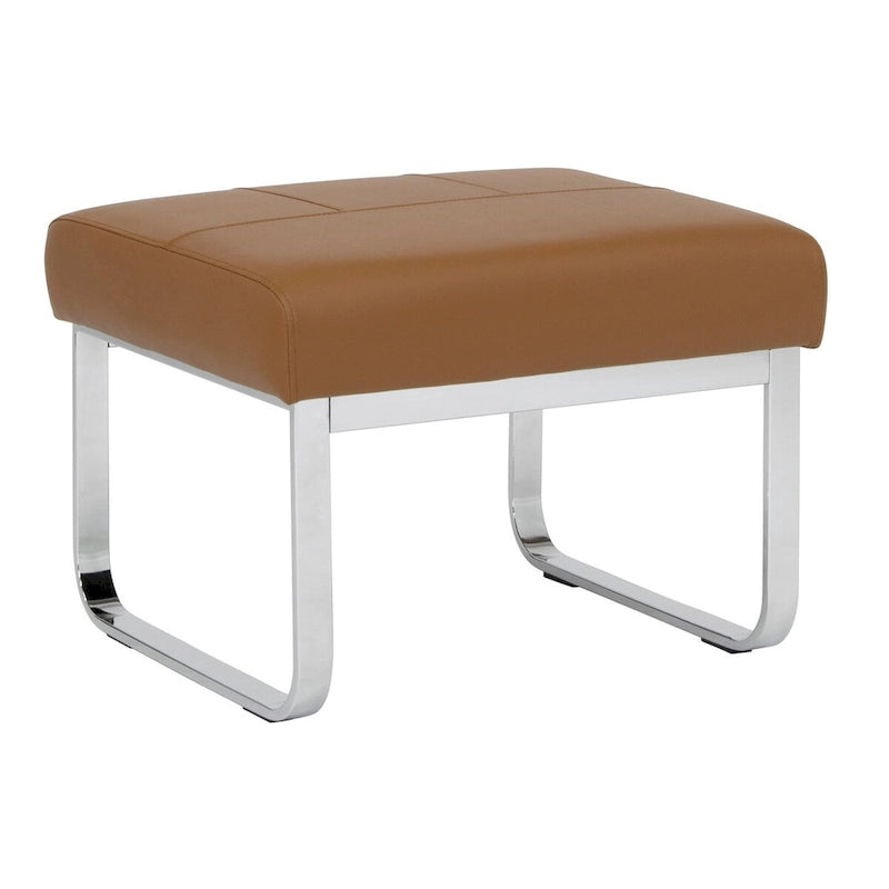 Rectangular Metal Blended Leather Modern Ottoman