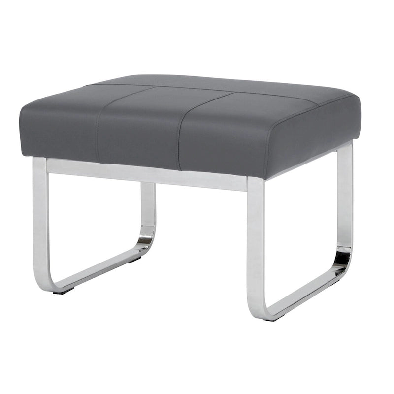 Rectangular Metal Blended Leather Modern Ottoman