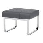 Rectangular Metal Blended Leather Modern Ottoman