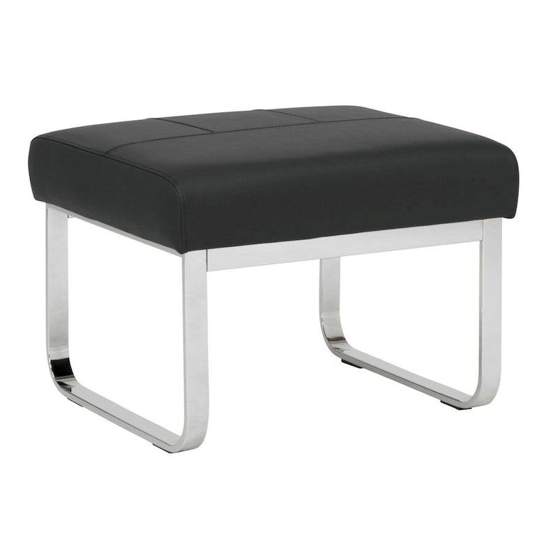 Rectangular Metal Blended Leather Modern Ottoman